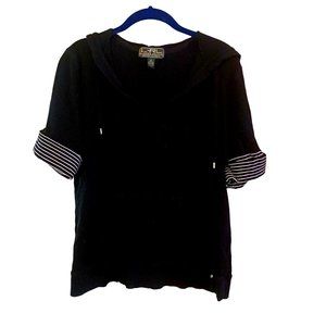L-RL Lauren active hooded top, black, 2X, women's